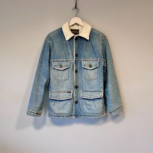 Fossil Vintage Denim Sherpa Lined Chore Coat Jacket size small